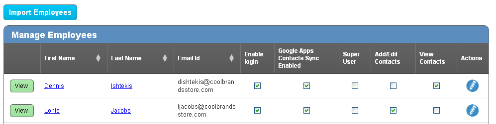 Contacts Sharing_Employees Dashboard