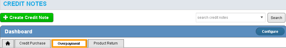 Select credit note type