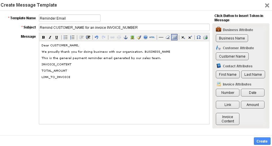 Reminder Email for an Invoice