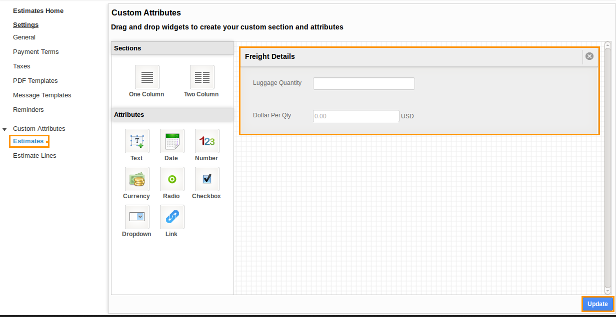 customize estimates