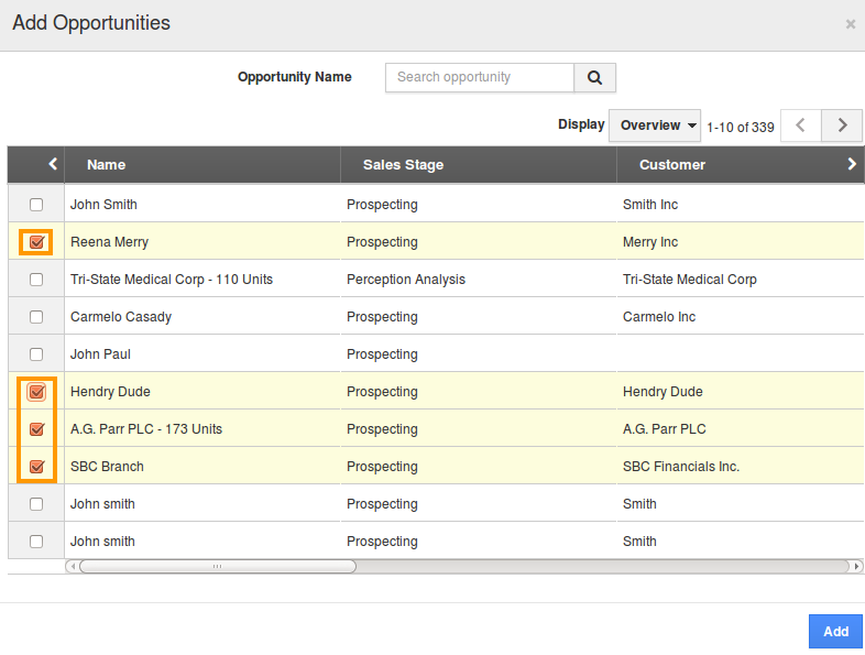 Adding Opportunities