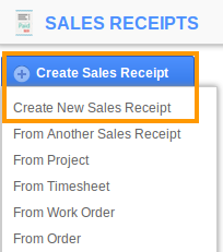 Create New Sales Receipt