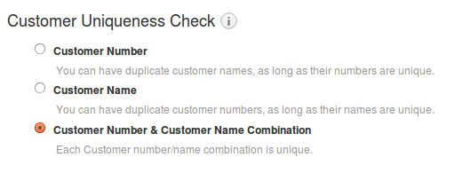 Customer Numbering Setting Page
