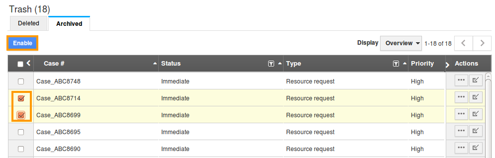 Enable Archived Enable