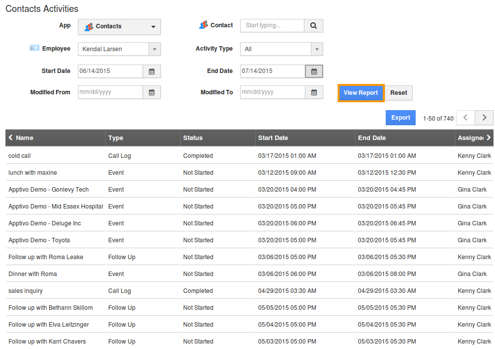 View Activity reports