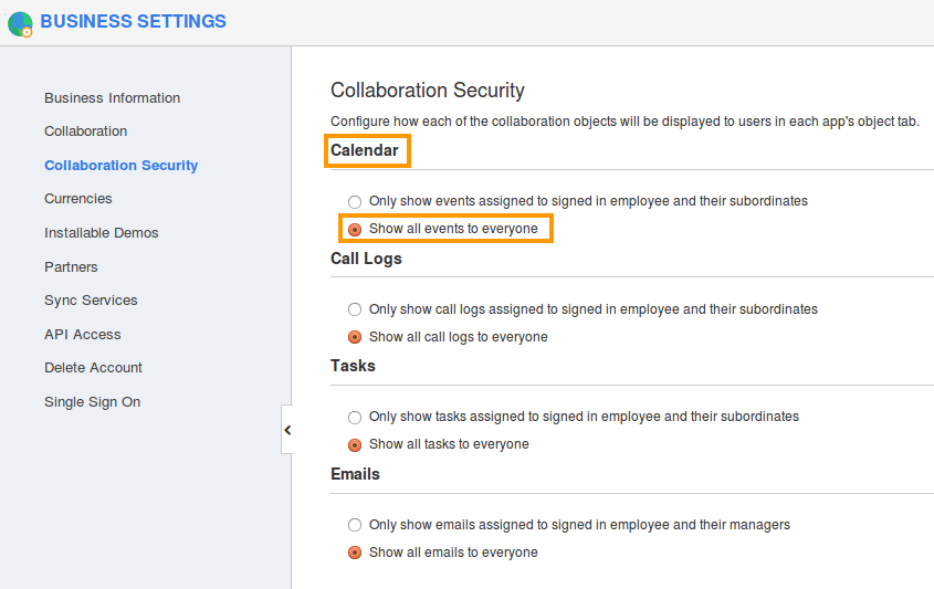 business settings business settings