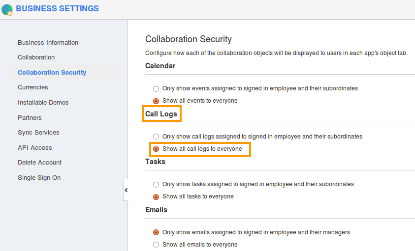 business settings business settings