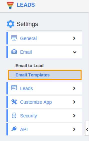 Email template in lead