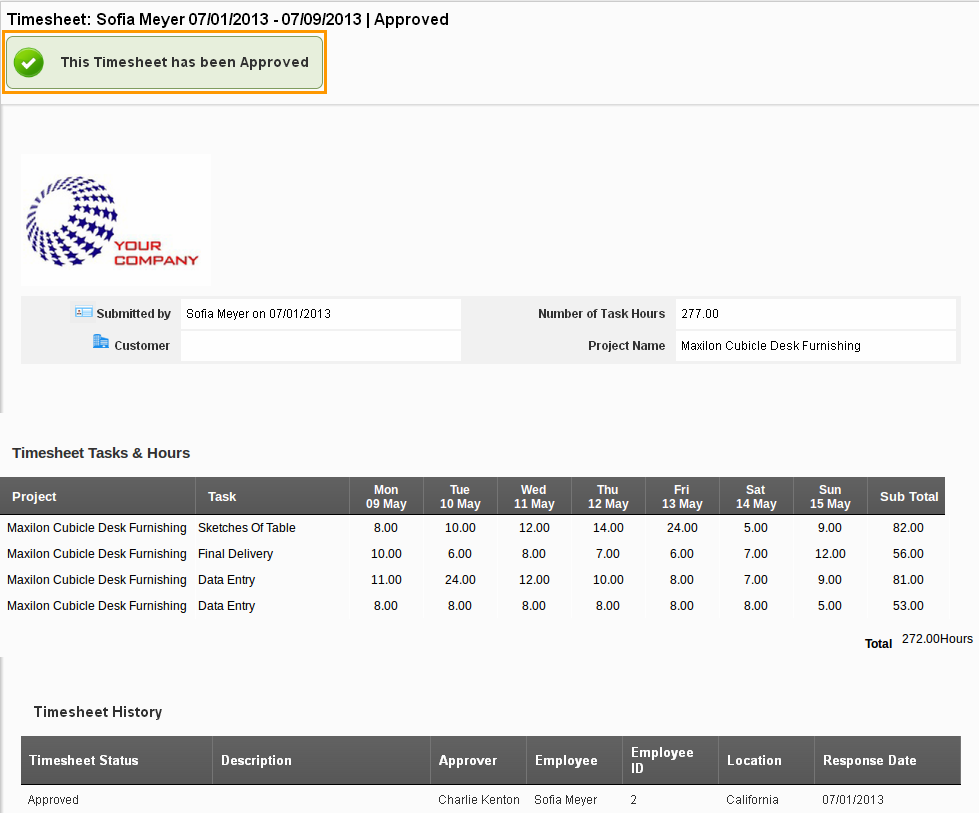 Approved Timesheet