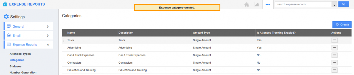 expense report categories