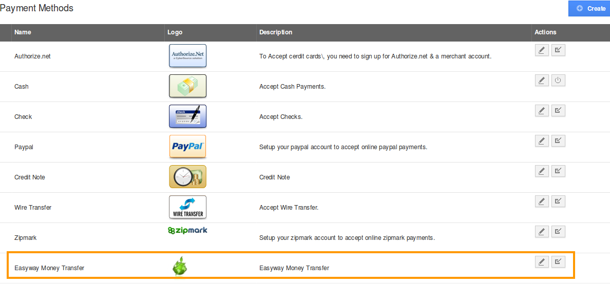 create payment method page