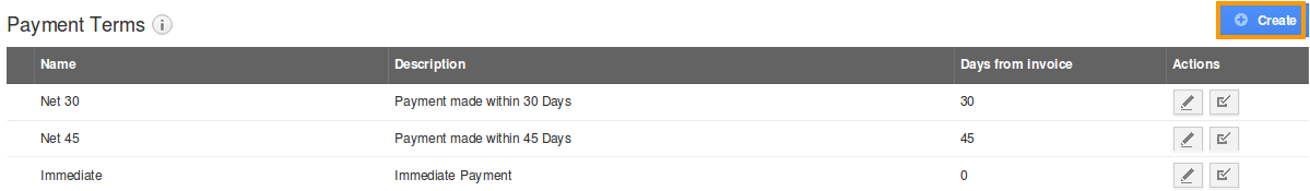 Create Payment Terms