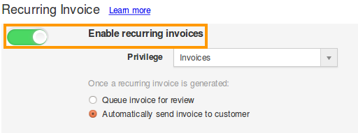 Enable Recurring Invoices