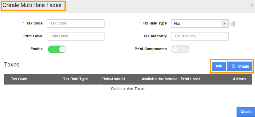 Create Multi rate Tax