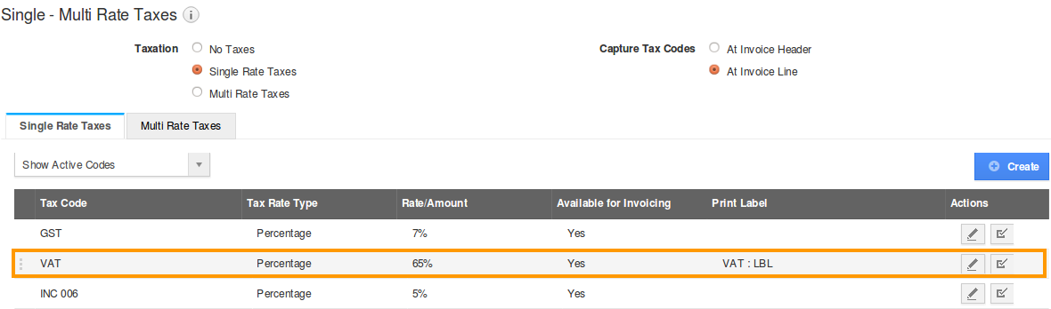 tax code list