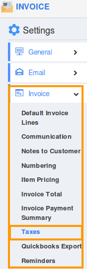 taxes settings