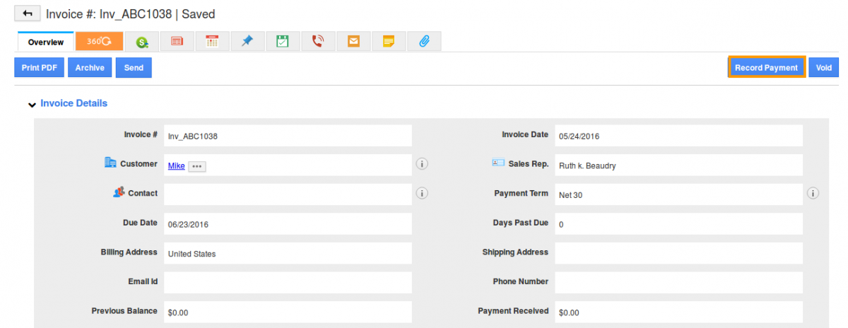 total invoice