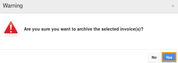 Archive Invoice Warning Popup