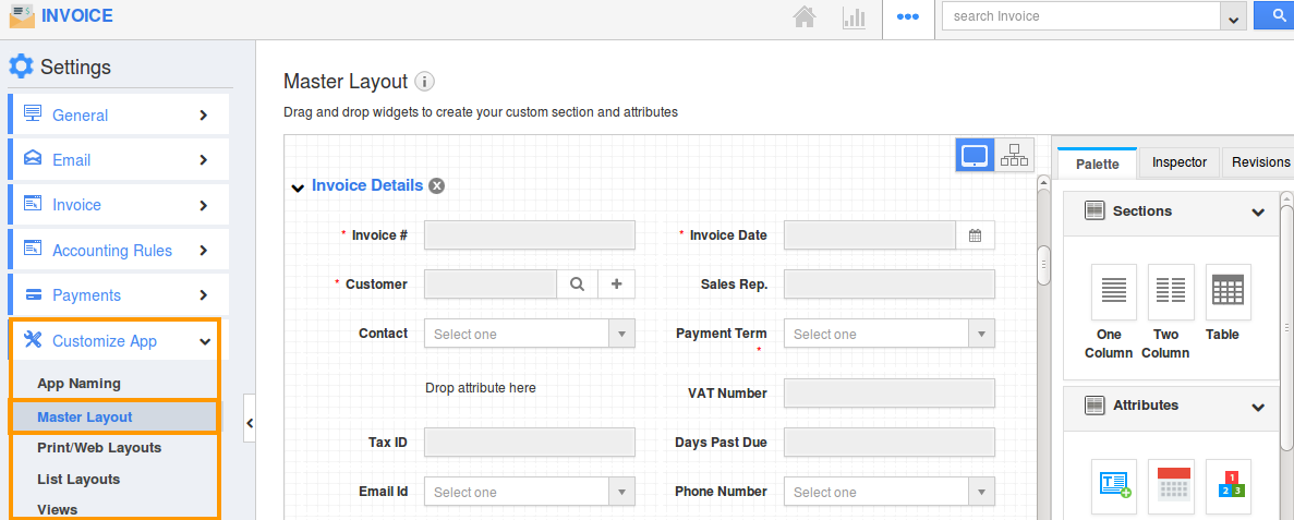 invoice master layout