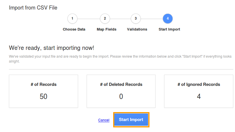 Start import
