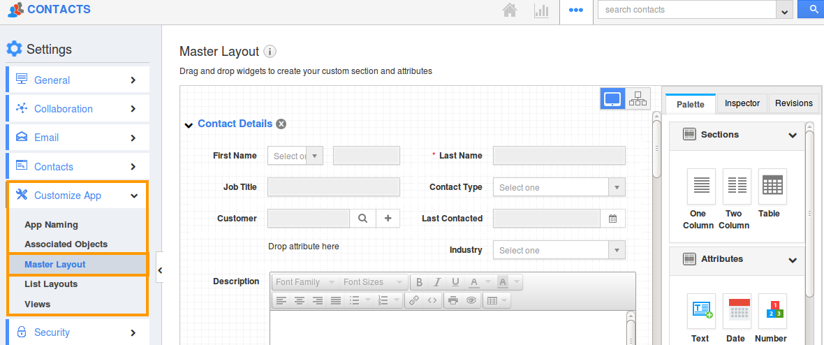 contacts master layout contacts master layout