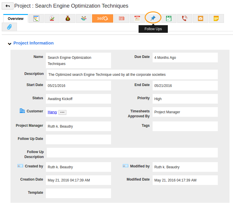 My follow up tab My follow up tab