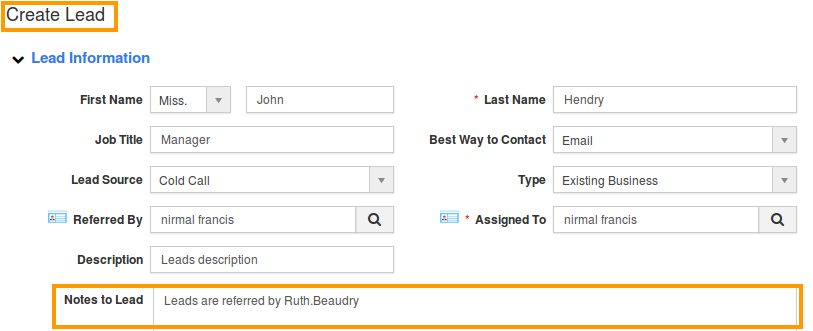 lead creation lead creation