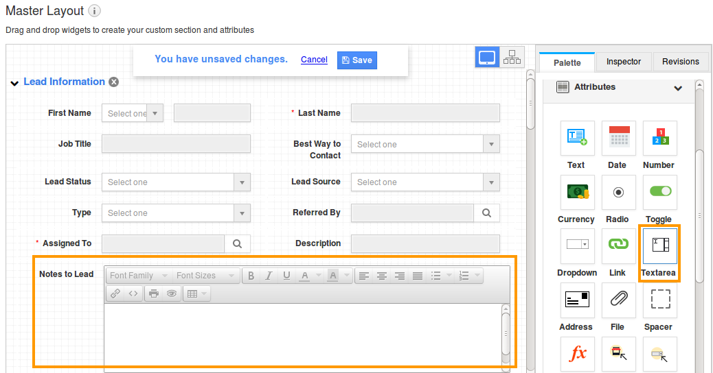 leads text area leads text area