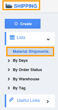 material shipments