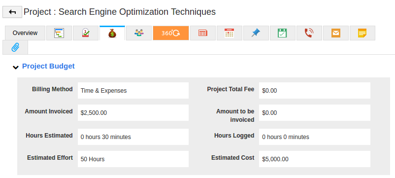 project budget information