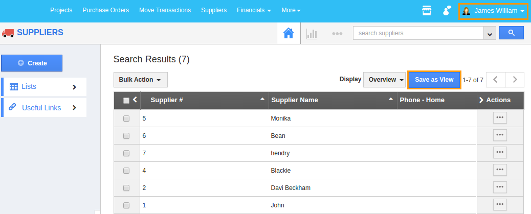Save as view enable Save as view enable