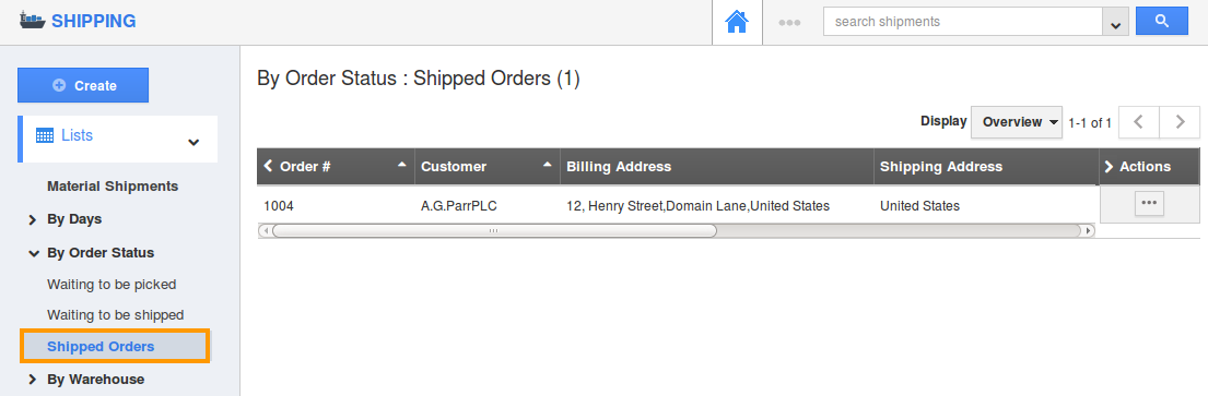 shipped orders