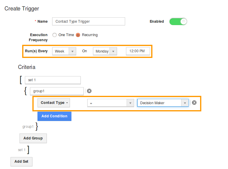 conatcts trigger criteria