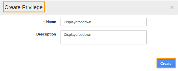 create privilege displaydropdown popup