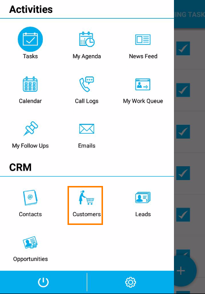 crm customers app page