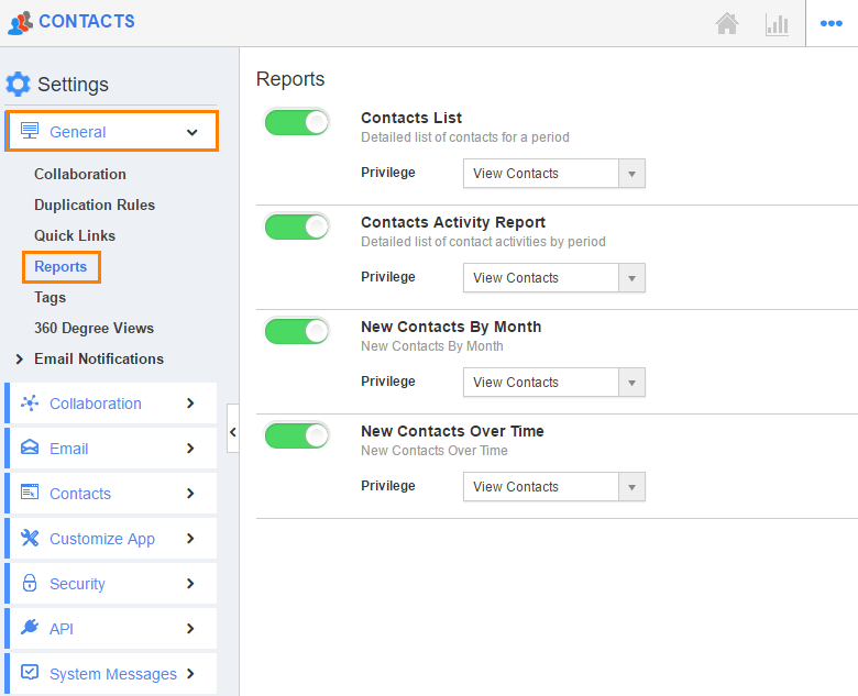 image result for reports in contacts app