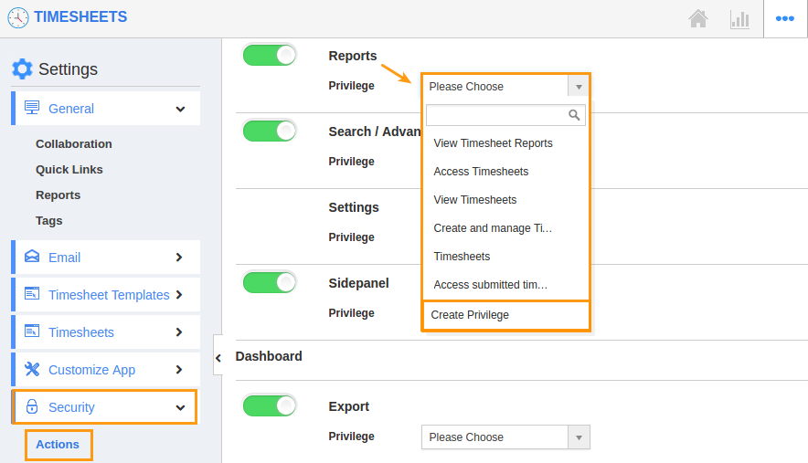 image result to access security actions for using reports