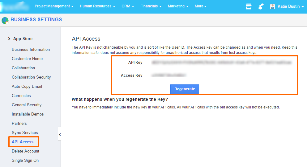 api access business settings