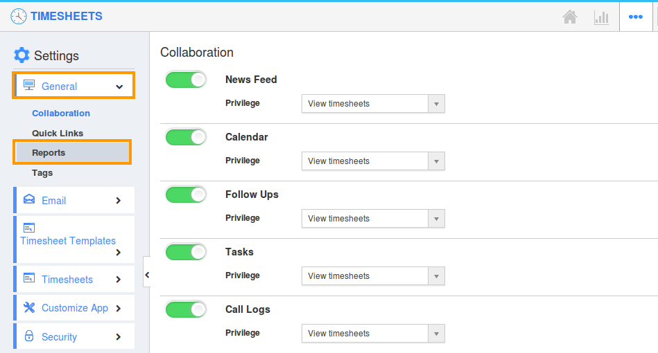 click reports under general