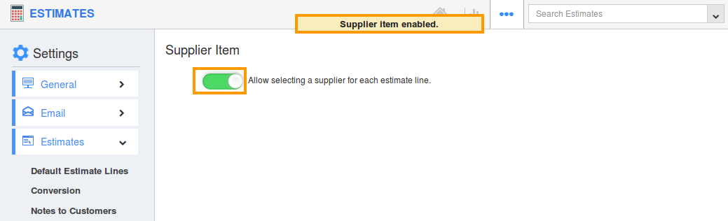 enable supplier item