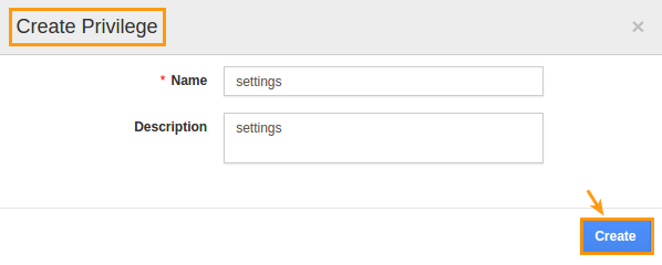 image result to create privilege  for access settings