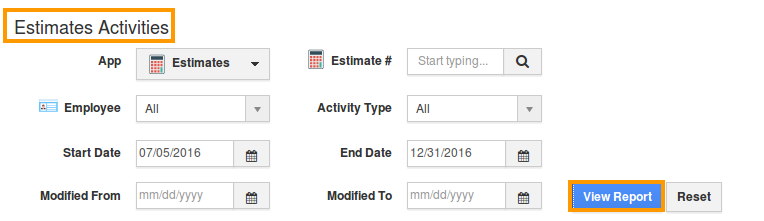 view estimates activities report
