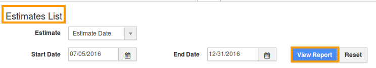 view estimates list report