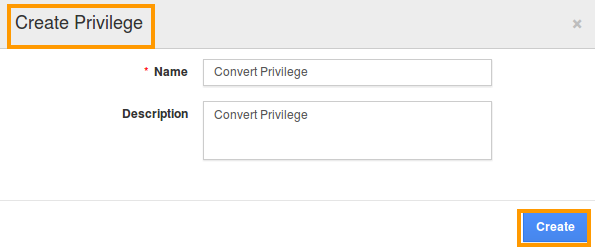 convert create privilege popup