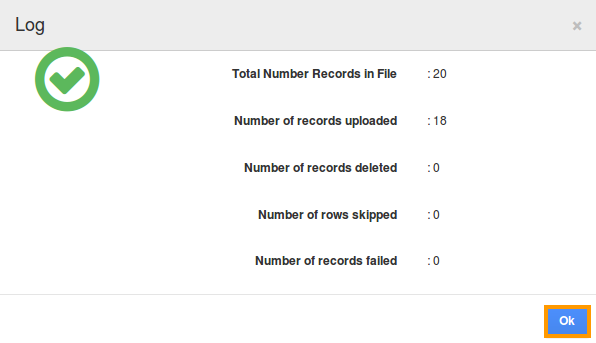 log of imported records