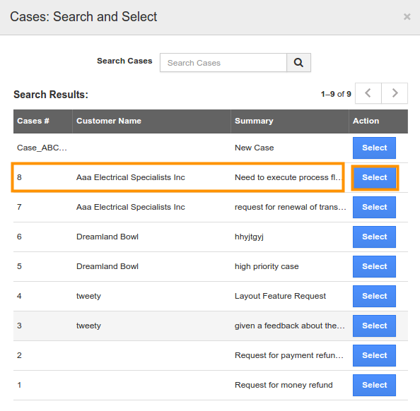 search and select cases
