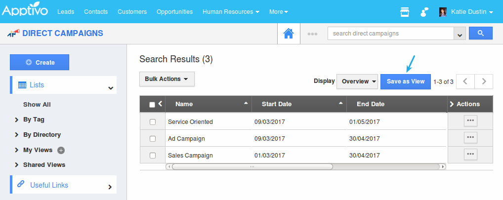 save as view enabled