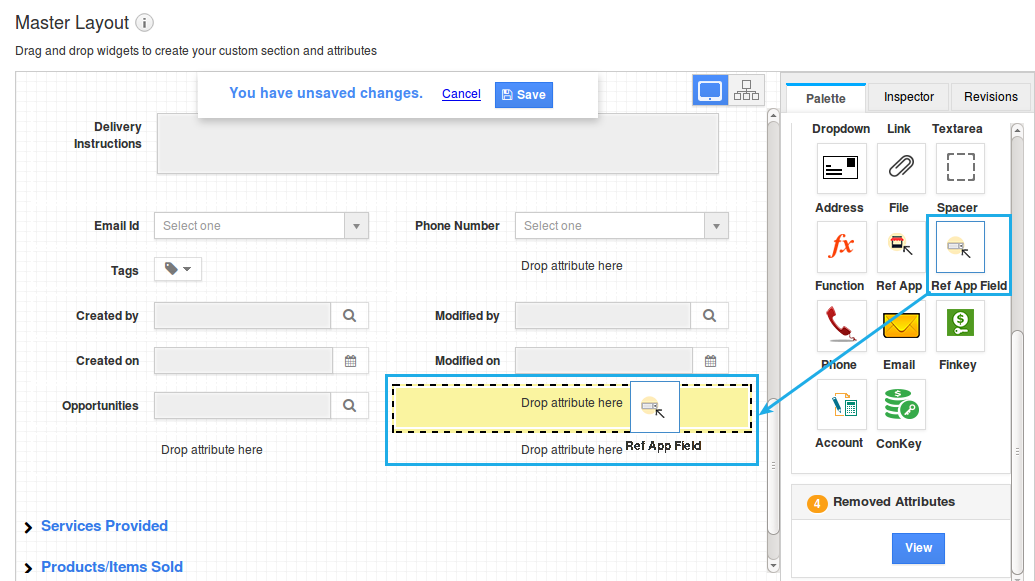 drag and drop ref app field