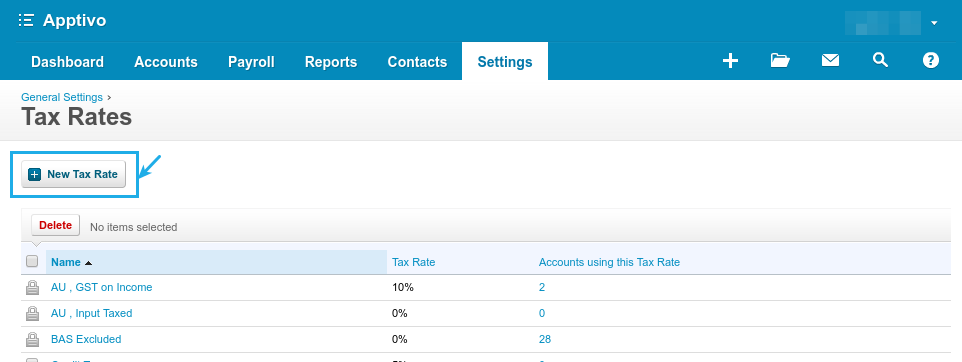 click on new tax rate