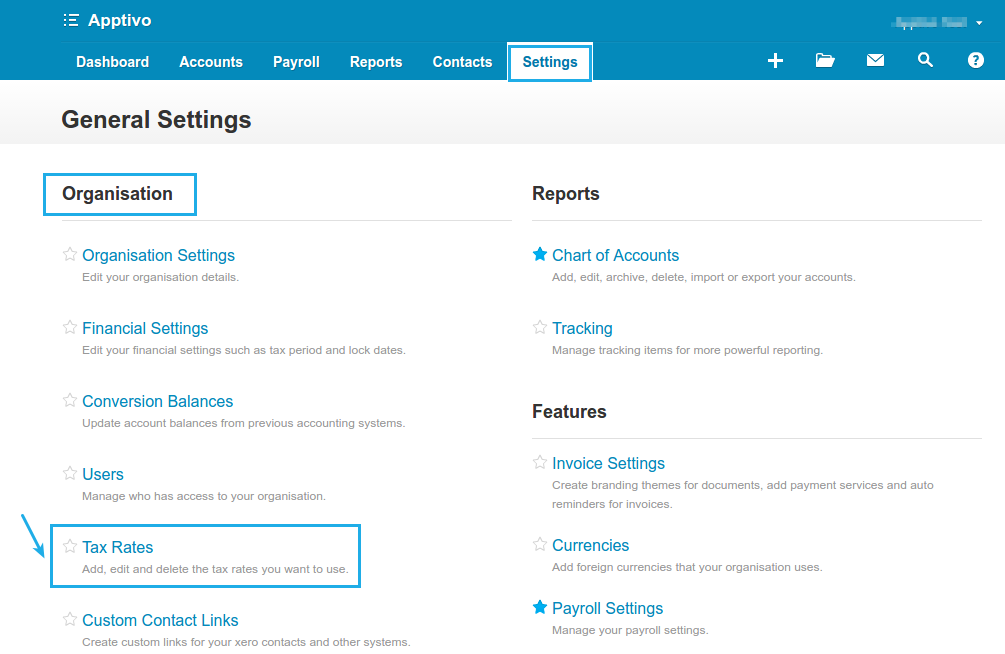 settings tax rate